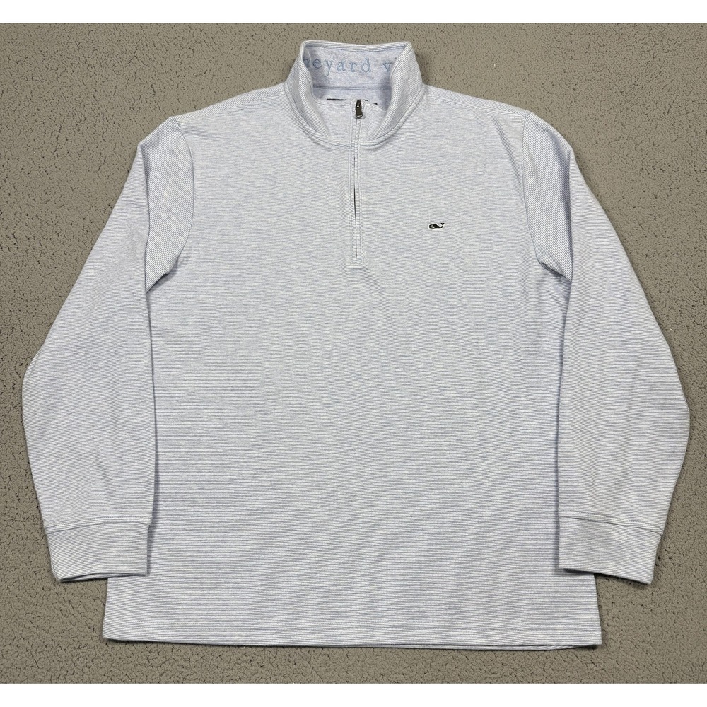Vineyard Vines Sweatshirt Mens XL Blue Stripe 1/4 Zip Mock Neck Pullover